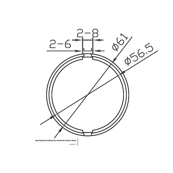 ADAPTATEUR DE COURONNE 55 MM VERS 59 MM