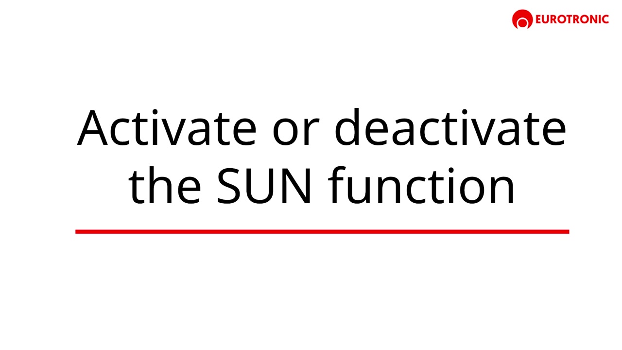 Activate or deactivate the SUN function
